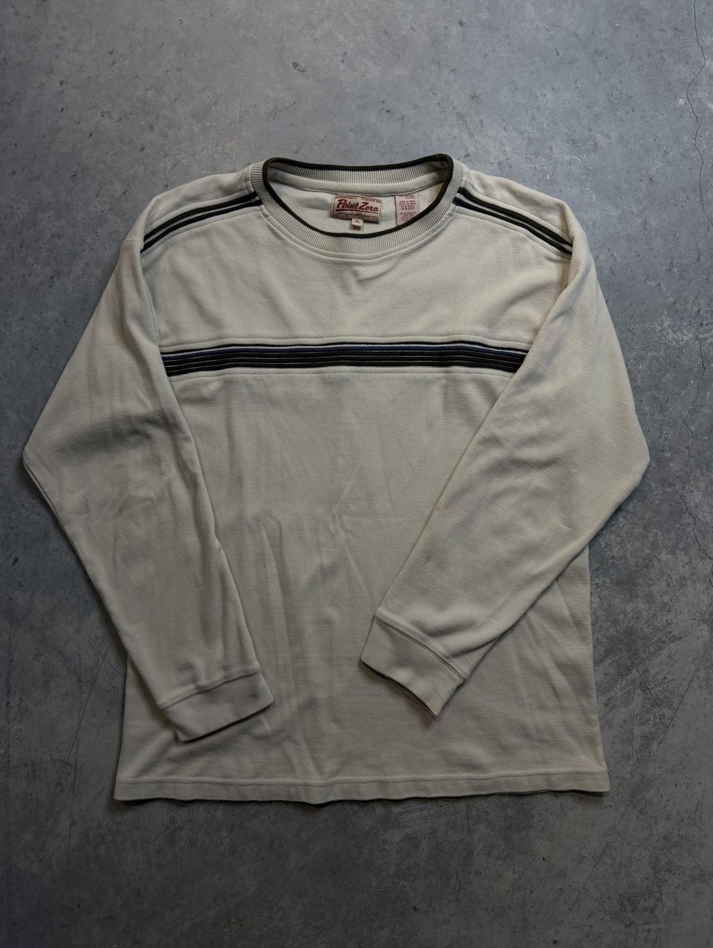Point Zero Cream Striped Long Sleeve Tee